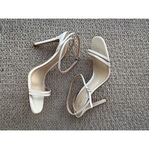 Schutz Strappy Ankle Tie Cream Leather Heels